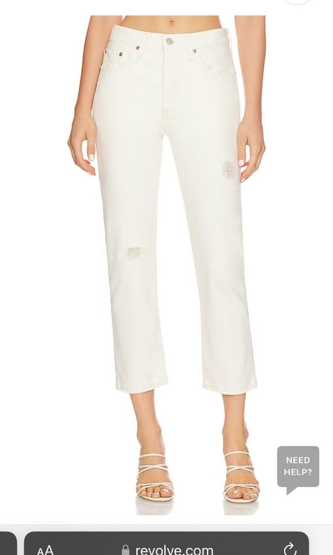White cropped sale straight jeans