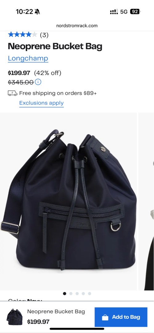 Longchamp Neoprene Le Pliage Bucket Bag large Women s Fashion