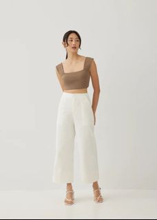 SHEIN PETITE Solid Wide Leg Pants