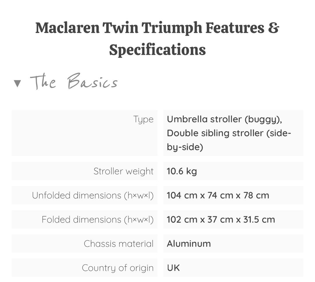 Maclaren twin triumph folded dimensions sale