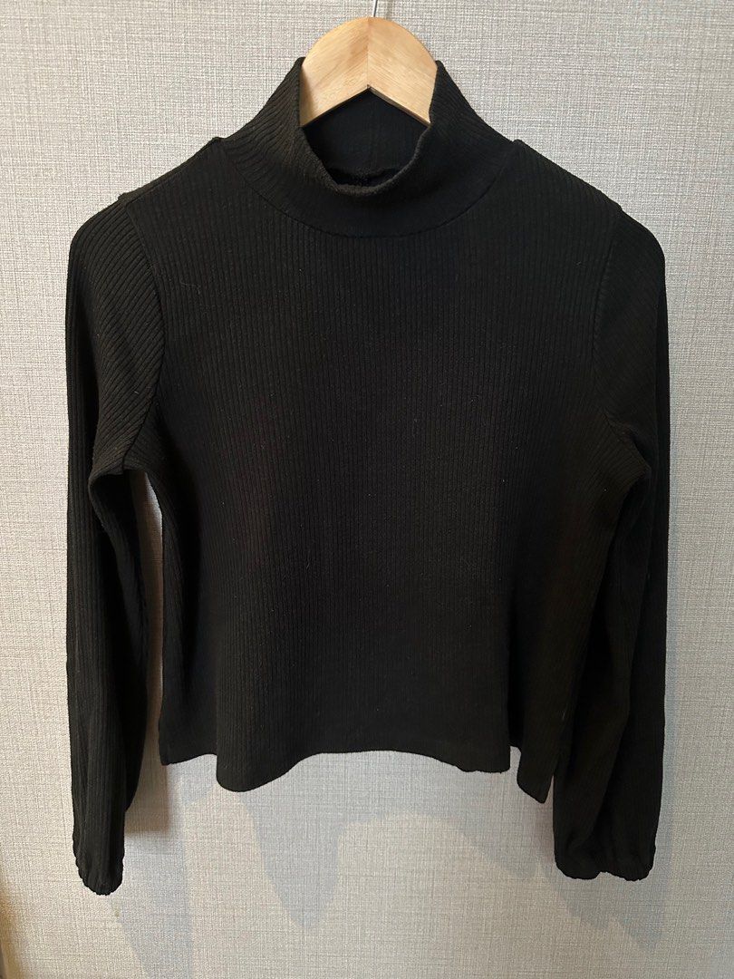 Markdown Madewell Black Ribbed Turtleneck Sweater Women s Fashion Tops Longsleeves on Carousell