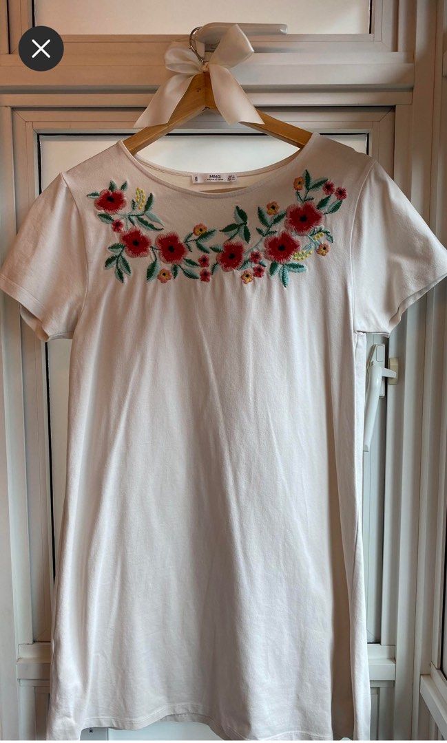 Mango floral embroidery dress clearance
