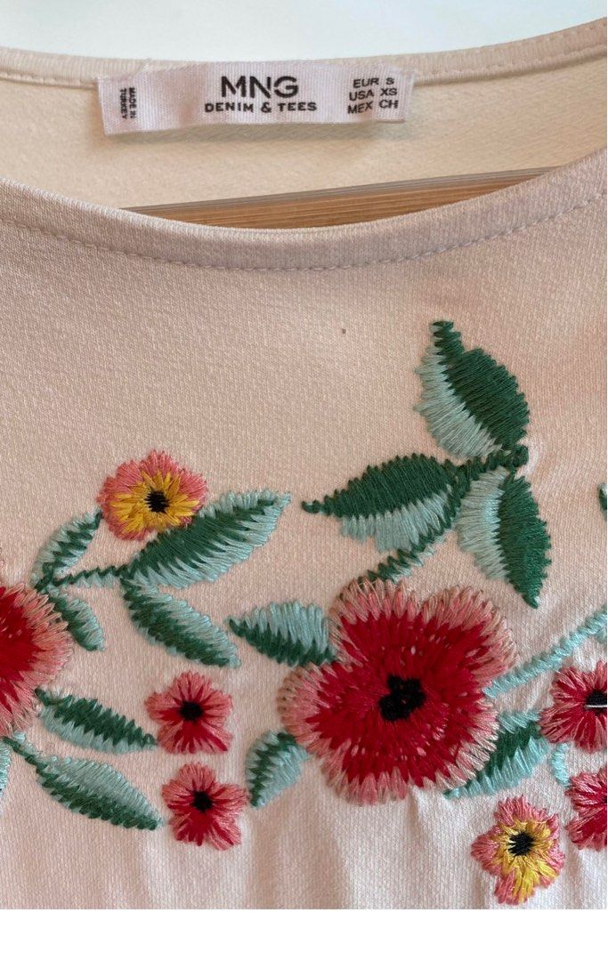 Mango floral embroidery dress clearance