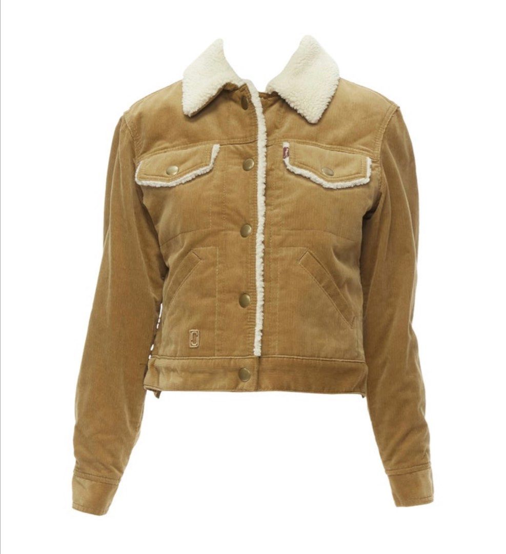 Marc Jacobs Brown Corduroy Faux Shearling Lined Trucker Jacket