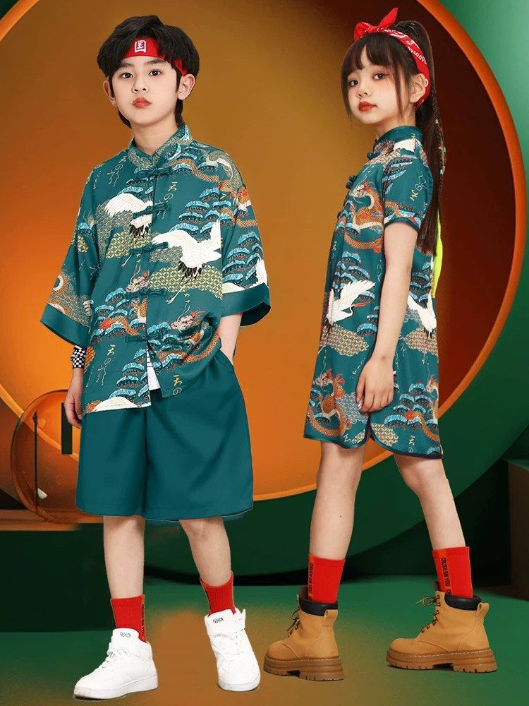 Matching Boys and Girls CNY Oriental Crane Outfit