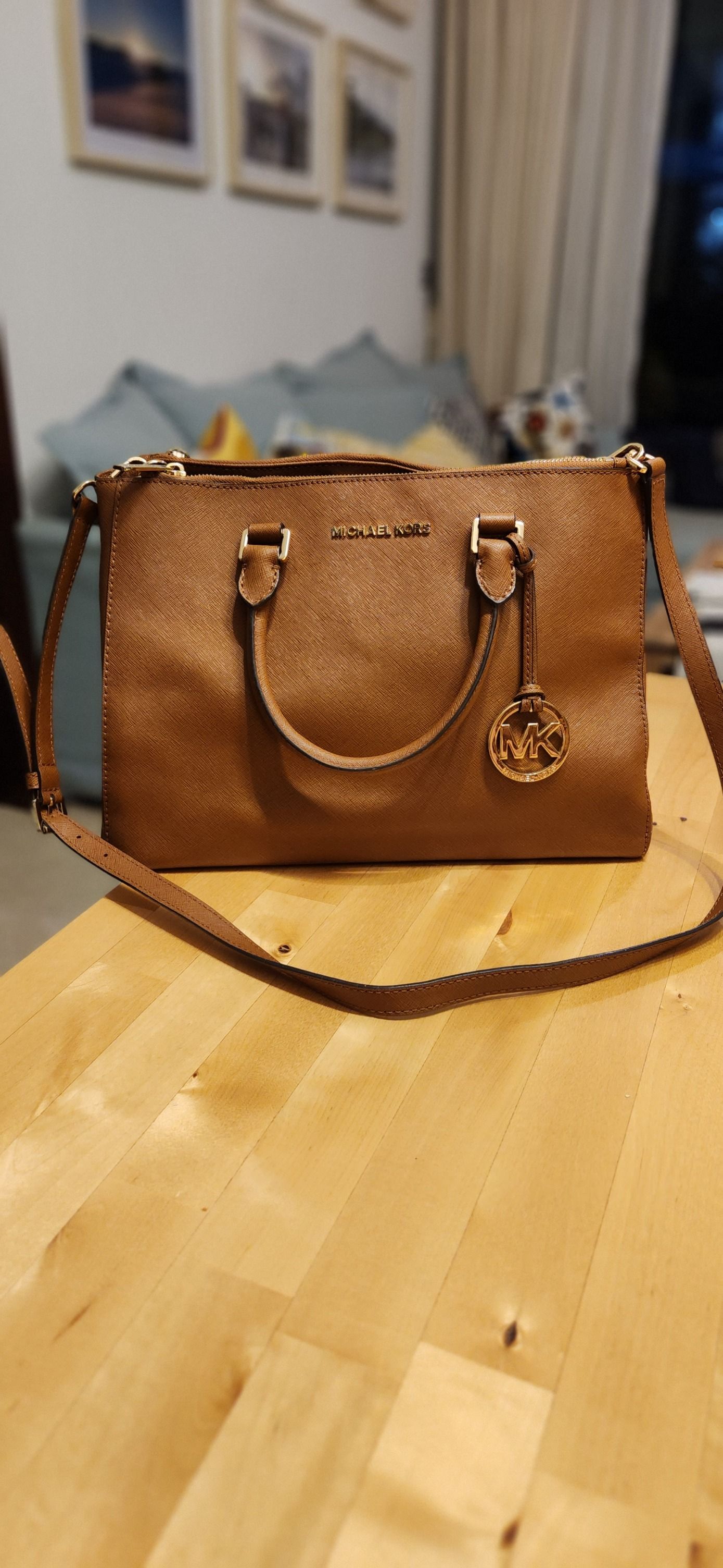 Mk top saffiano satchel