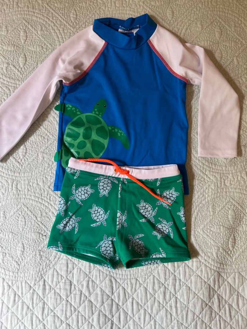 Mini Boden Swim rash guard and shorts set