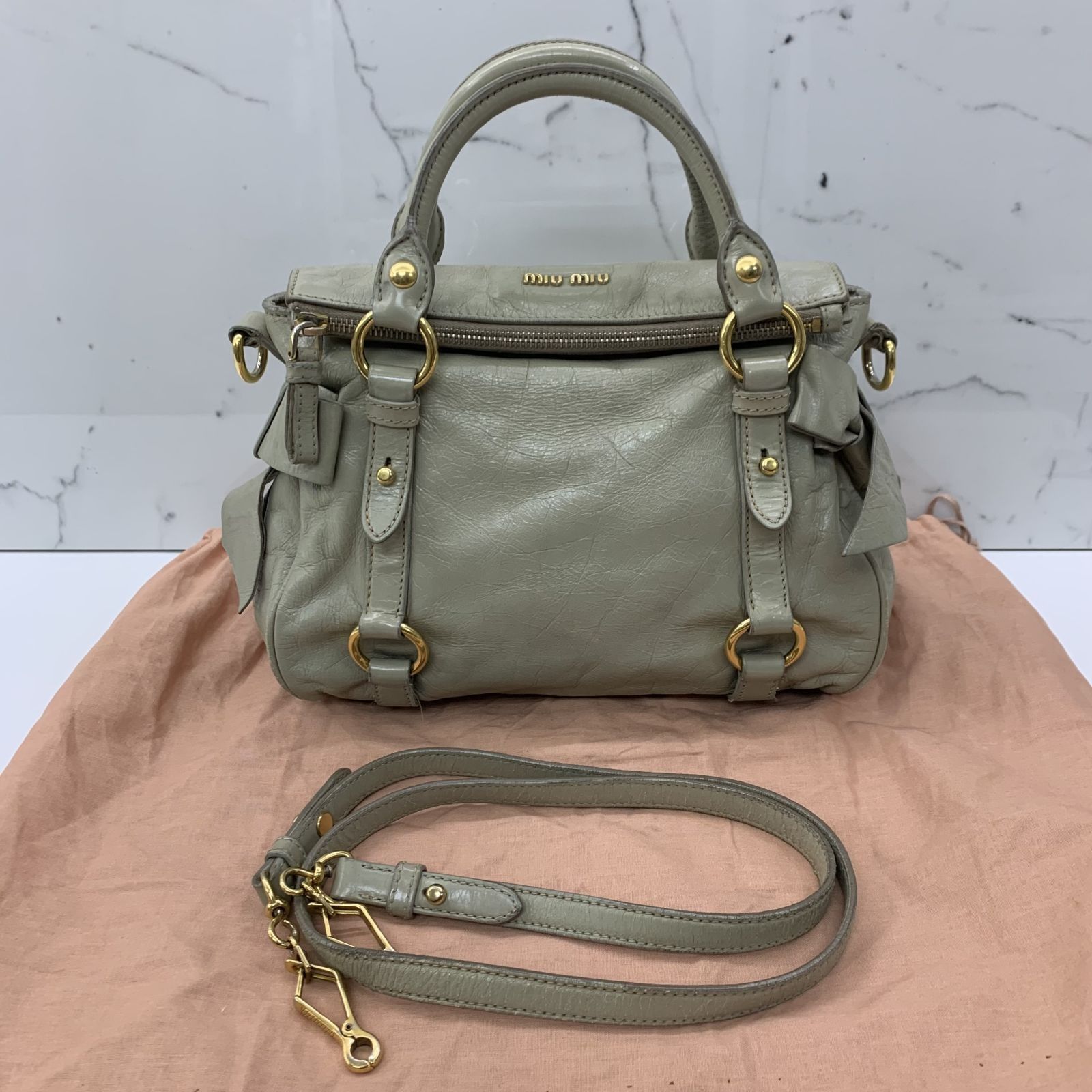 MIU MIU CREAM RIBBON 2WAY SHOULDER BAG 237046290 KM, Luxury, Bags  