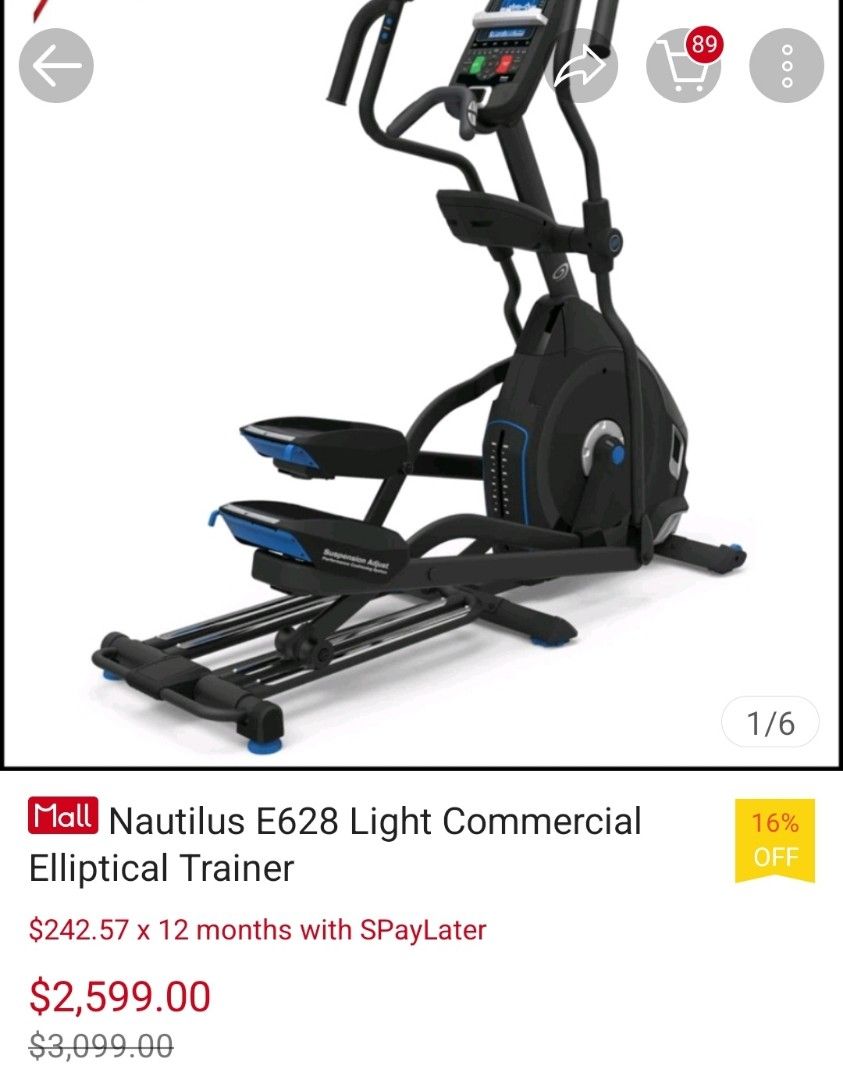 NAUTILUS E628 ELLIPTICAL TRAINER