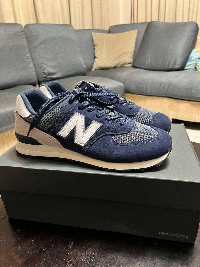 New balance 574 navy silver discount