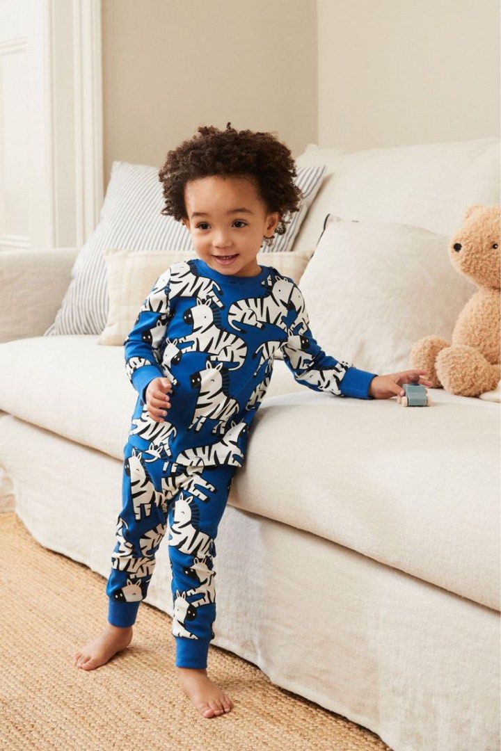 Next UK Blue Zebra Print Snuggle Pyjamas Babies Kids Babies