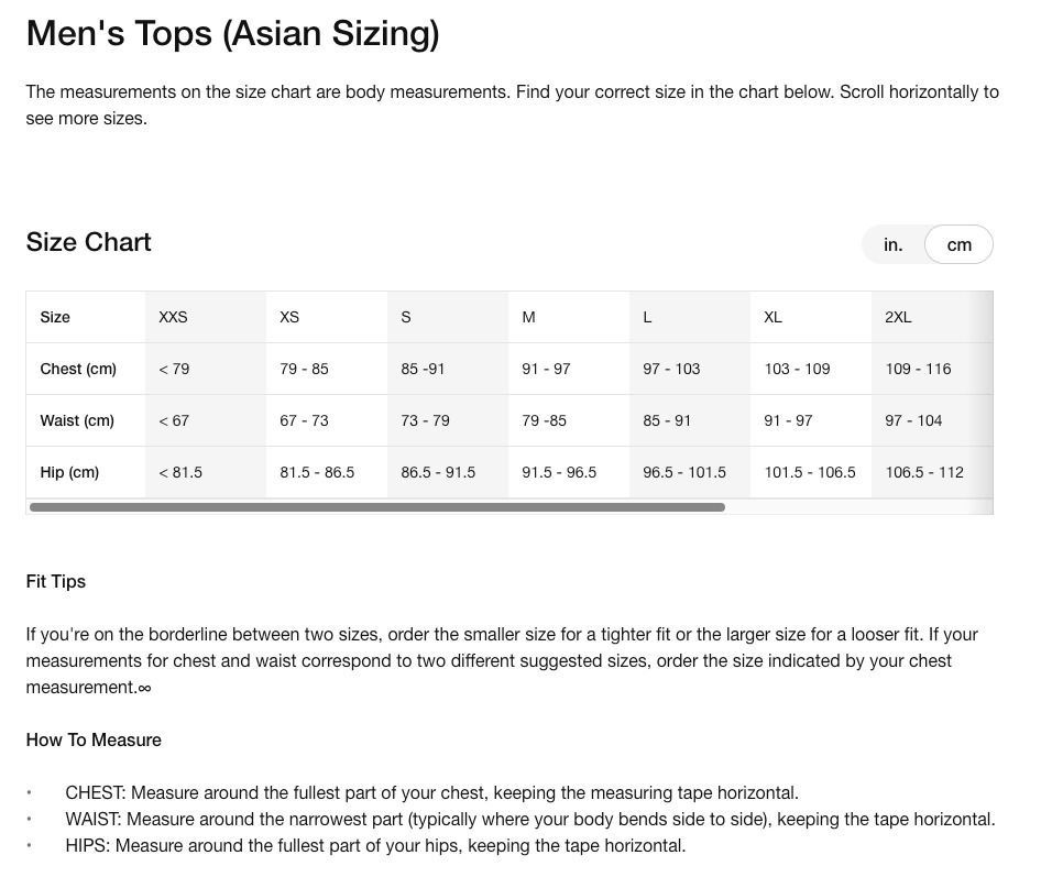 Nike 2xl on sale size chart