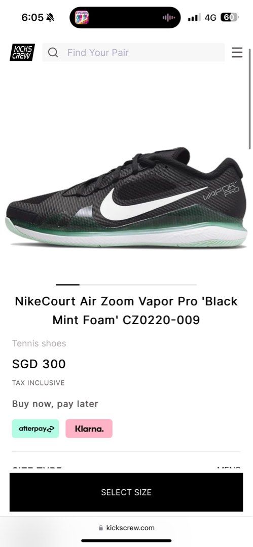 Nike Air Zoom Vapor Pro Tennis Shoes US 10.5 Men s Fashion