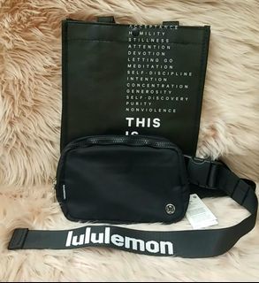 Authentic Lululemon Black Nylon 1L Everyday Bag with Logo Strap