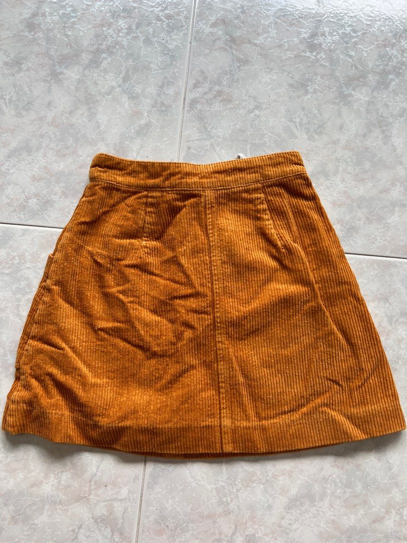 Orange skirt corduroy discount
