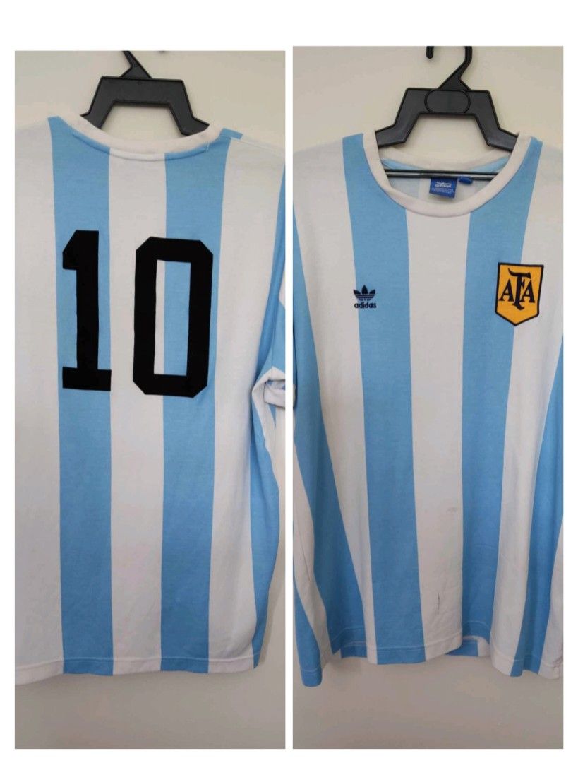 Original Official Adidas Argentina Commemorative Fan s Retro Shirt 10 Velvet Numbering size M L