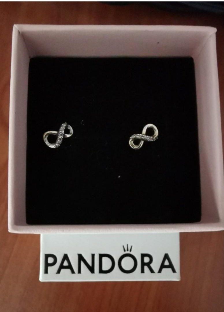 Pandora sparkling infinity stud earrings, Women's Fashion, Jewelry