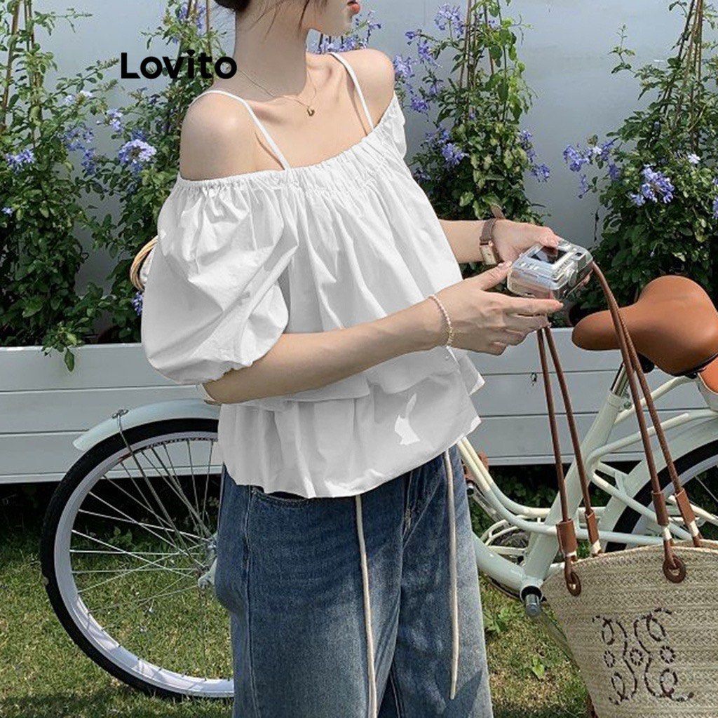 Plus Size Lovito White Blouse (Category: Blouses) located in Manila. Submitted by chaeri_____ (Listing ID 1279326175, Image 3). Description: — RFS: wrong size — never been used.