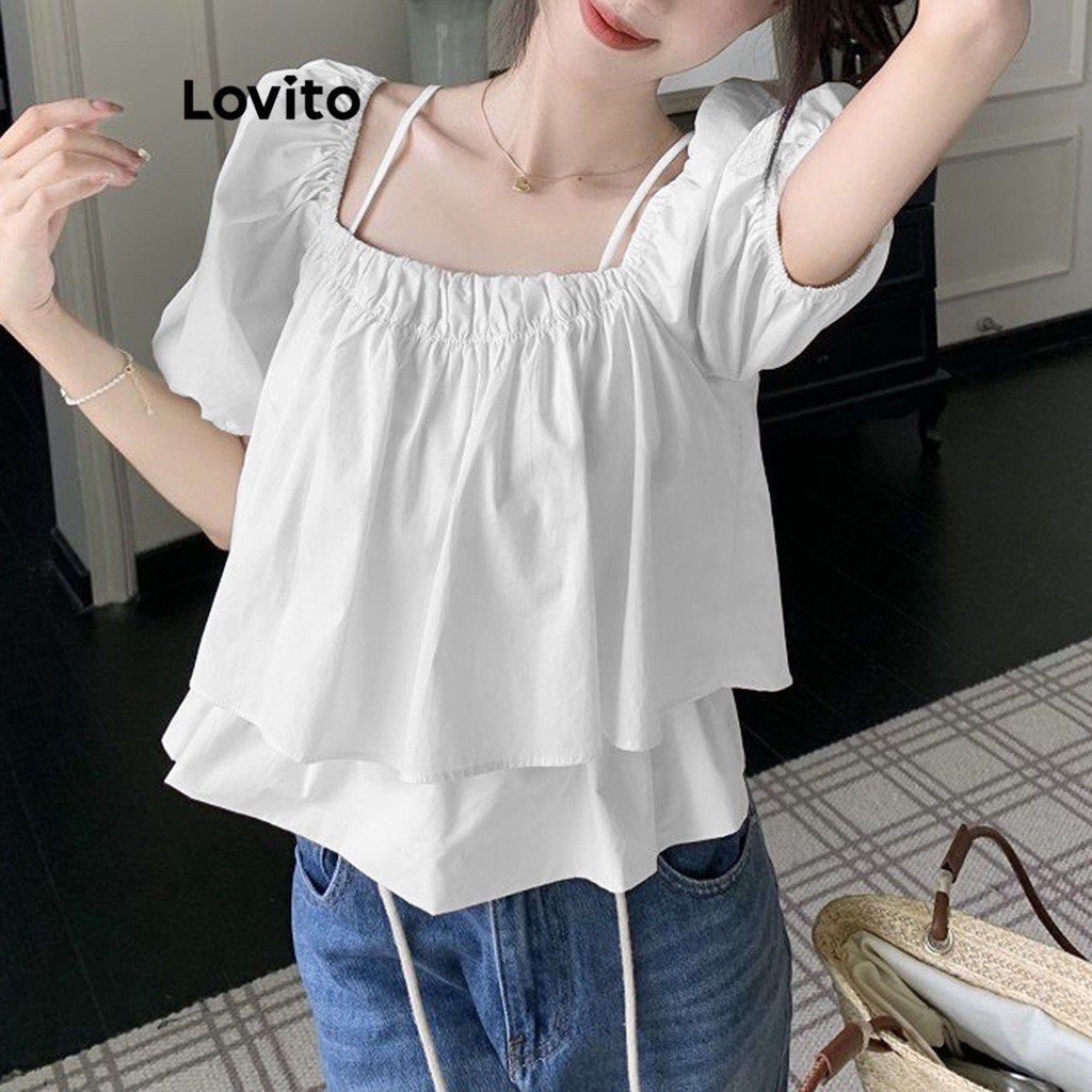 Plus Size Lovito White Blouse (Category: Blouses) located in Manila. Submitted by chaeri_____ (Listing ID 1279326175, Image 1). Description: — RFS: wrong size — never been used.