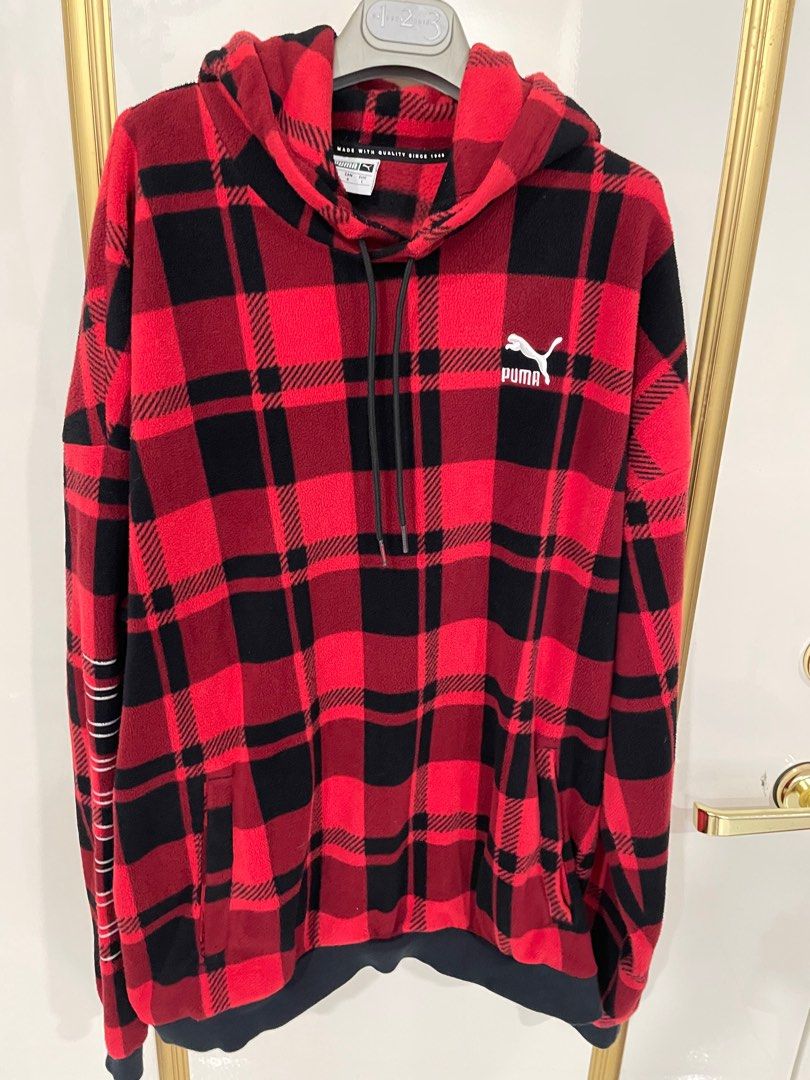 Puma check sherpa hoodie hot sale