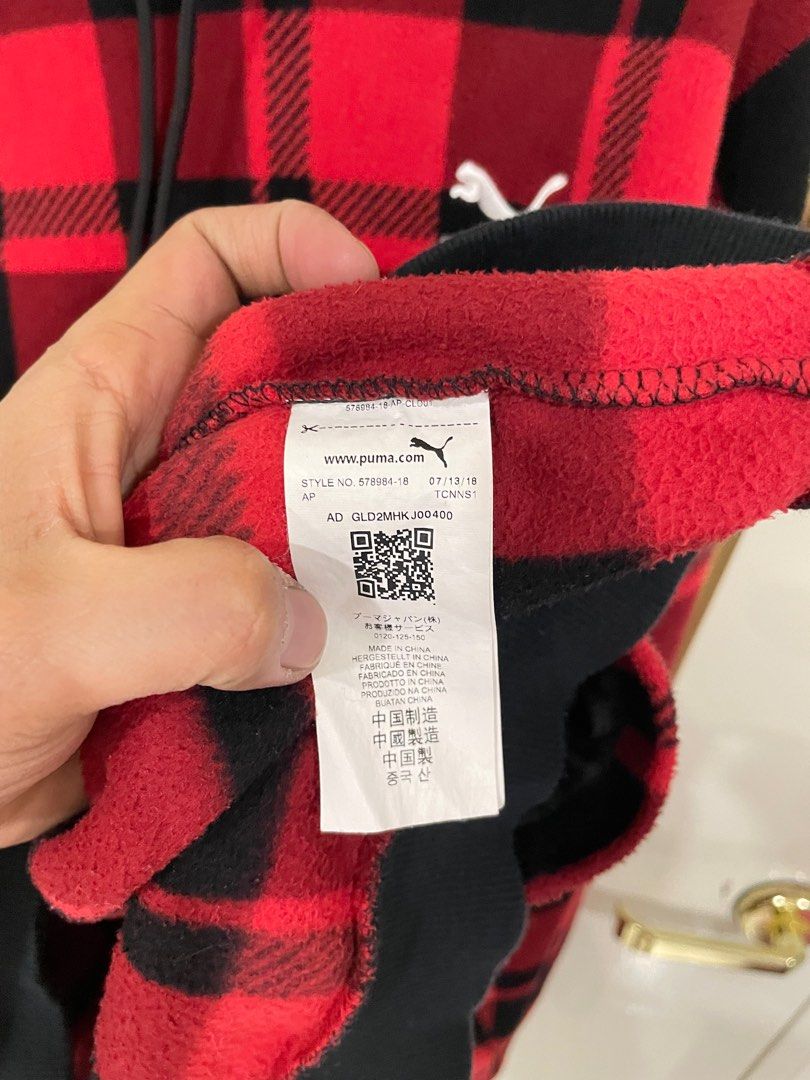Puma check clearance sherpa hoodie