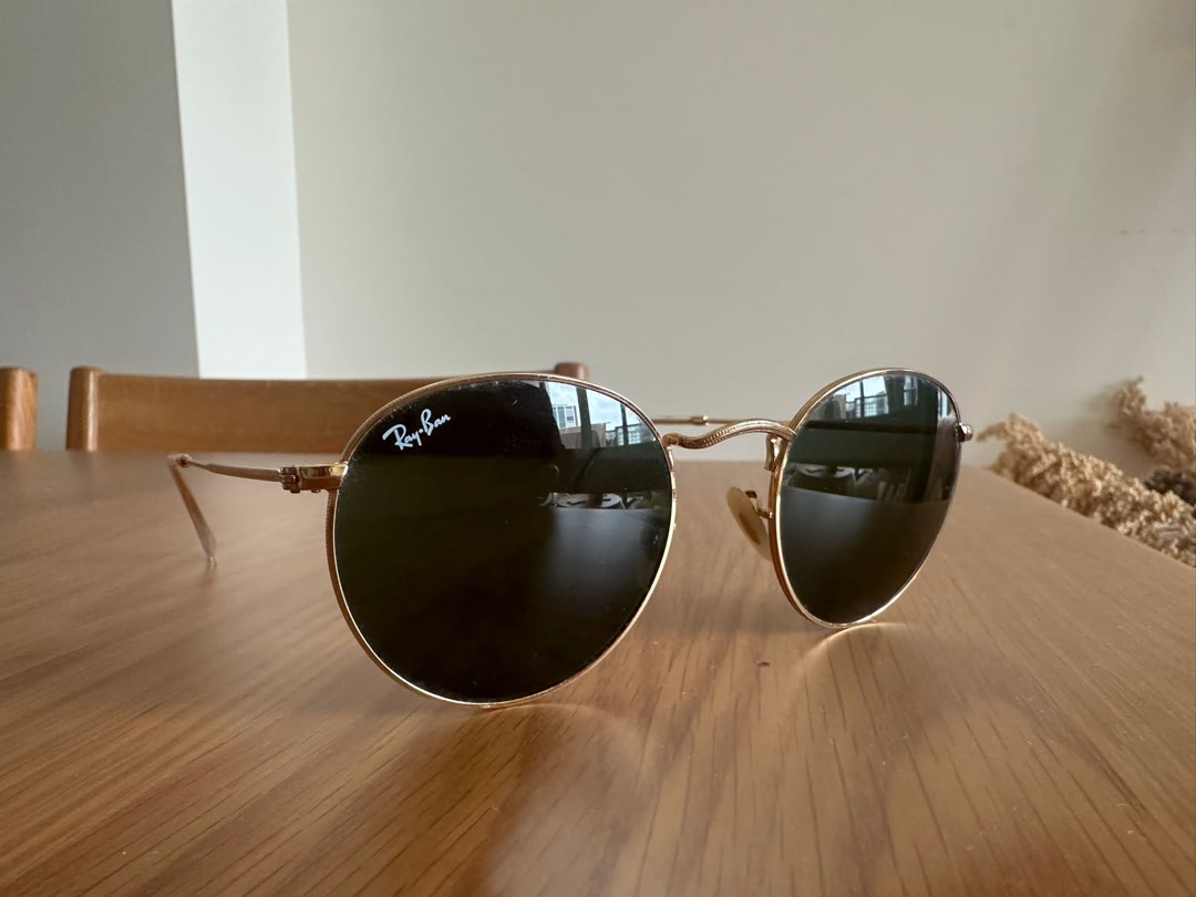 Ray ban round metal black gold online