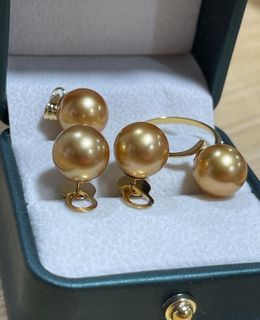 Real Southsea Pearl Deep Golde size 11mm with 14k Gold