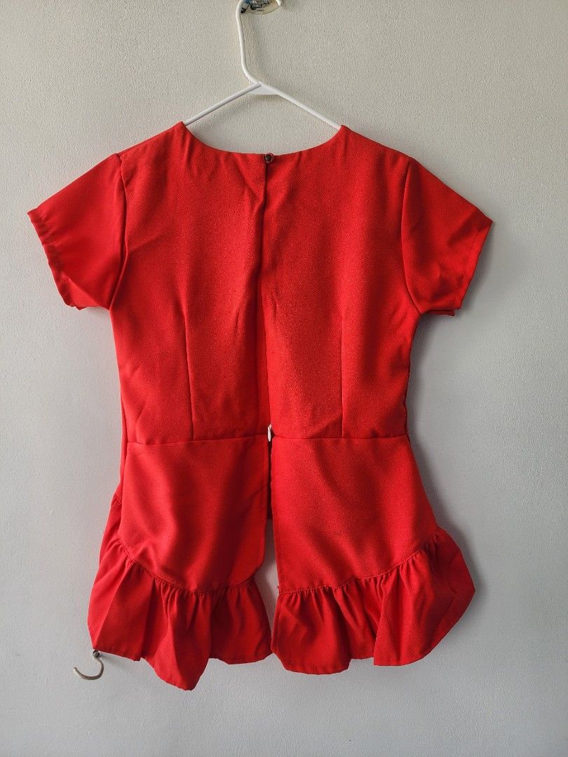 Red Floral Peplum Top main image 0