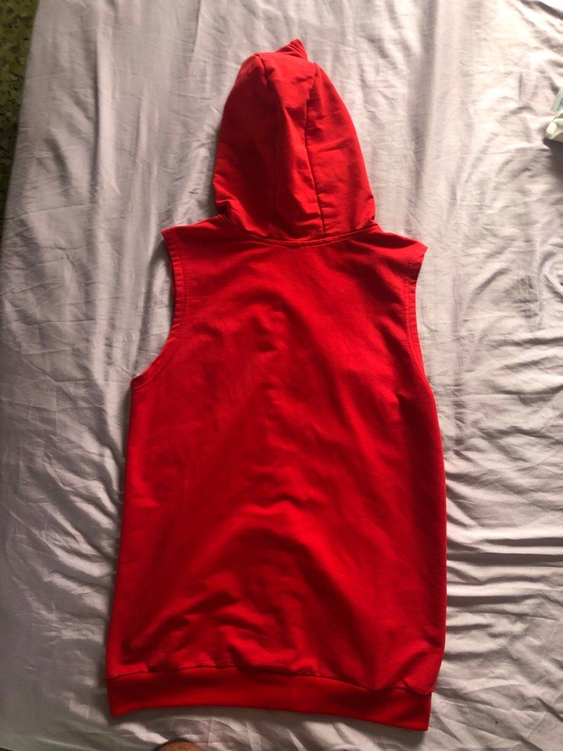 Red sleeveless hoodie jacket free local shipping
