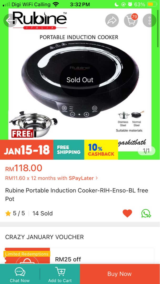 Rubine induction cooker, TV & Home Appliances, Kitchen Appliances