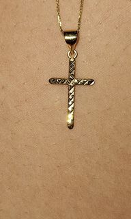 Saudi gold 18k Foxtail necklace and cross pendant