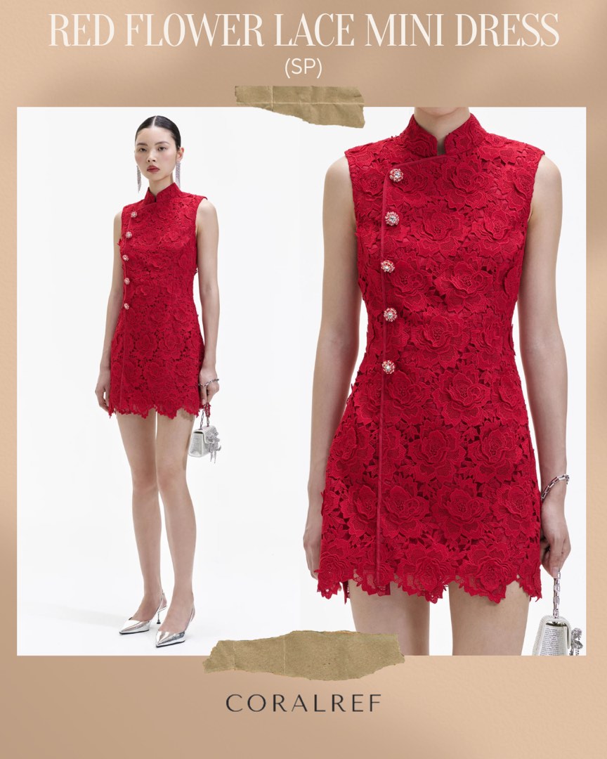 Red flower mini top dress