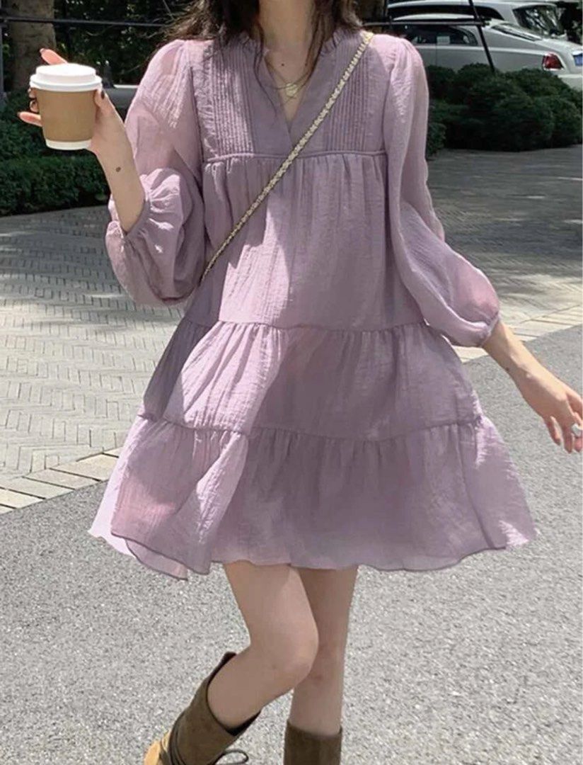 shein purple ruffle dress Women s Fashion Dresses Sets