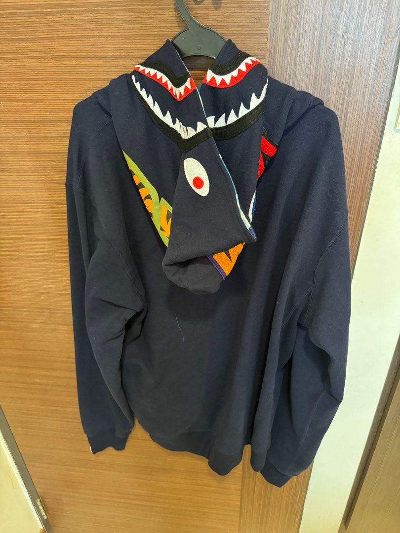 Bape navy shark online hoodie