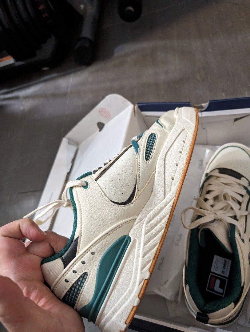 White and top green fila shoes
