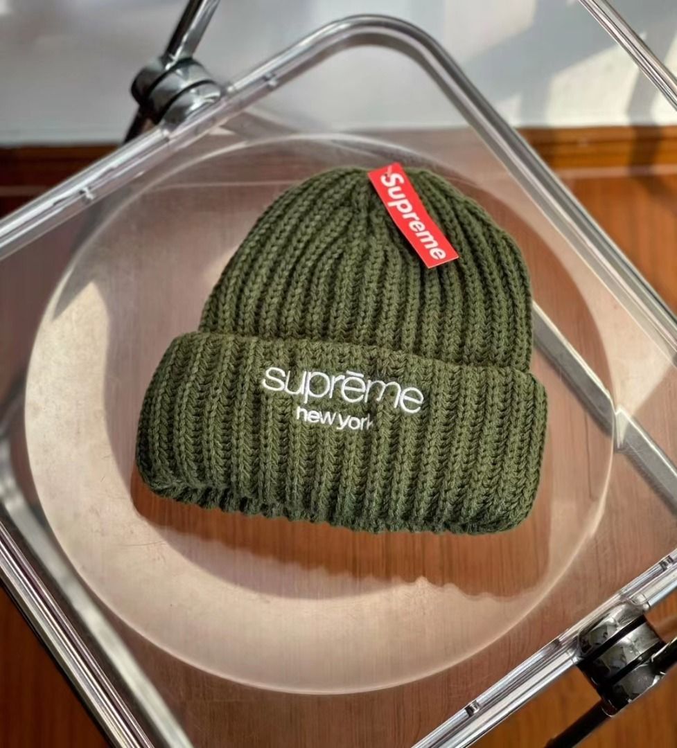 Supreme FW23 WEEK 15 CLASSIC LOGO CHUNKY RIBBED BEANIE 絨線帽黑色