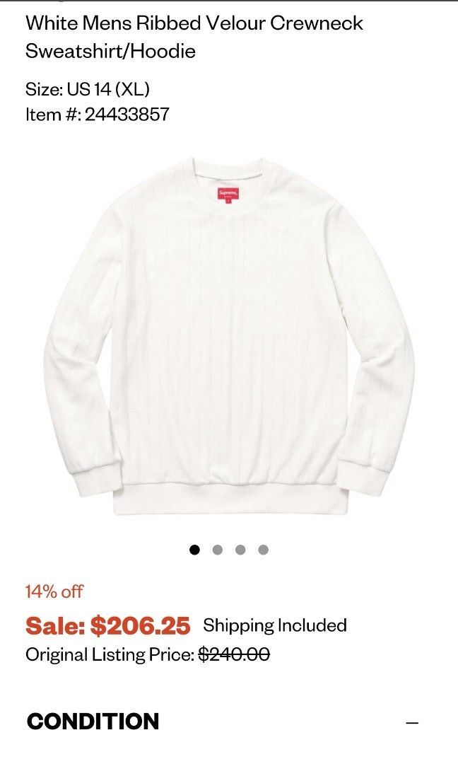 Supreme velour crewneck cheap