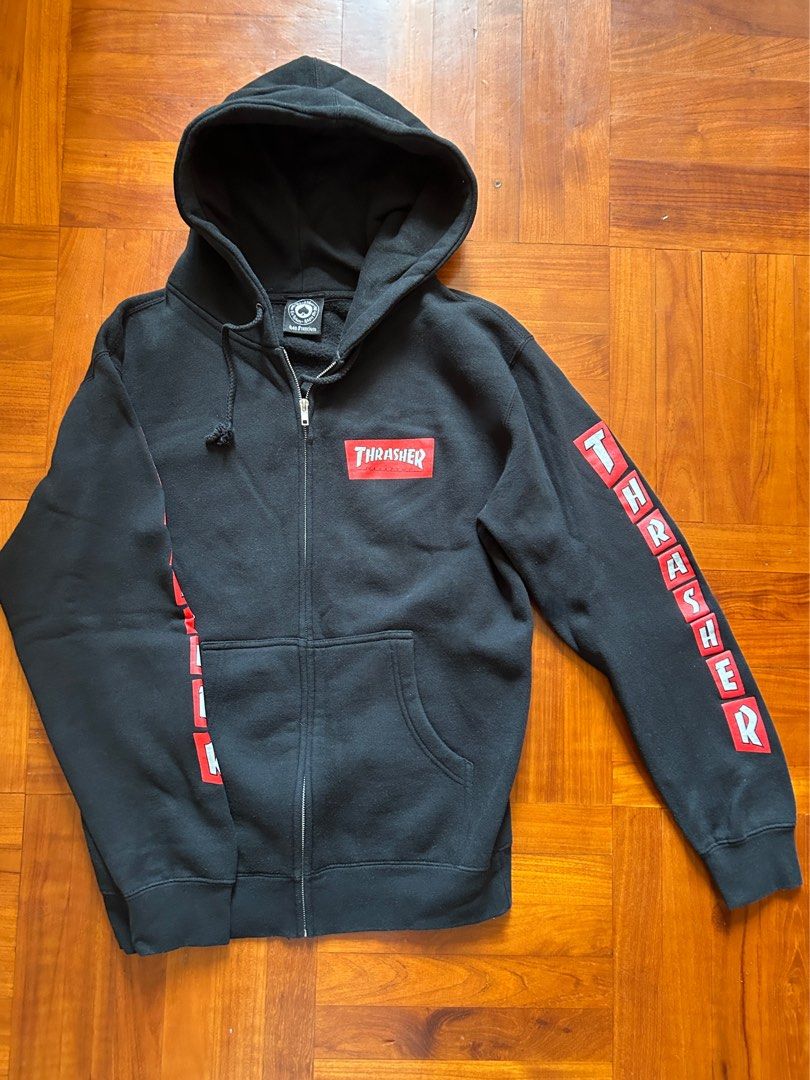 Thrasher zip up hoodie Carousell