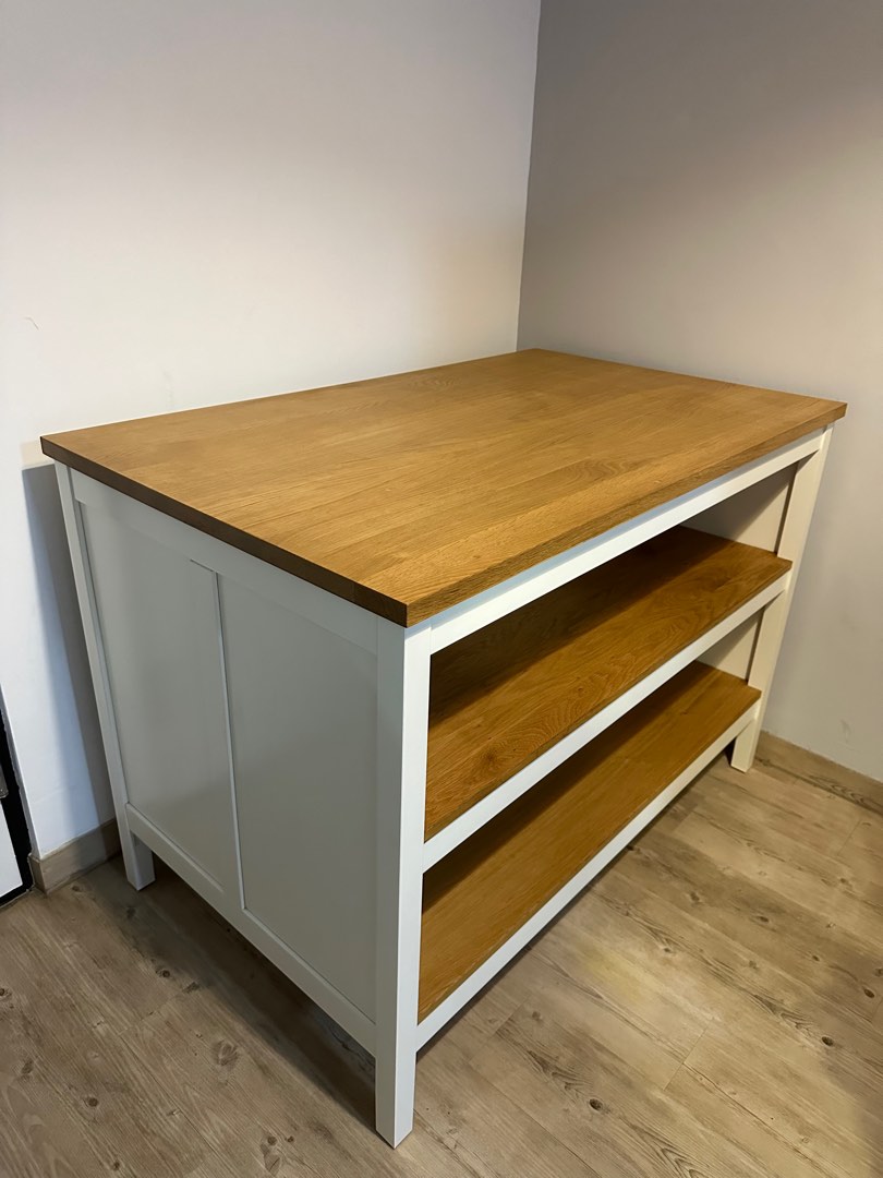 TORNVIKEN Kitchen island, offwhite/oak, 126x77 cm, Furniture & Home