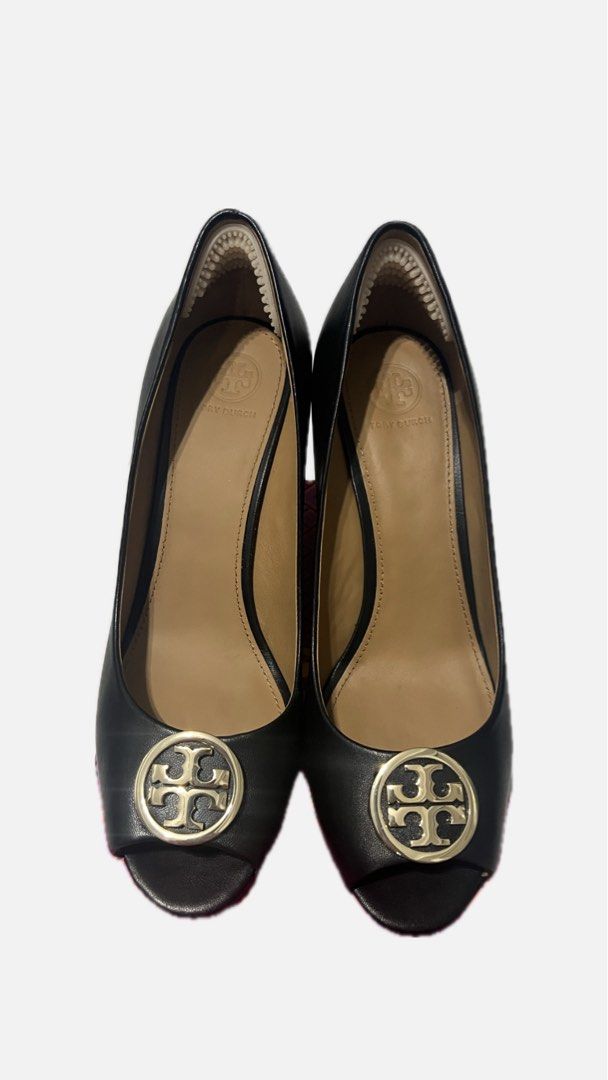 Tory Burch Benton 2 Peep Toe Wedge Pumps Size 11 Women s Fashion Footwear Wedges on Carousell