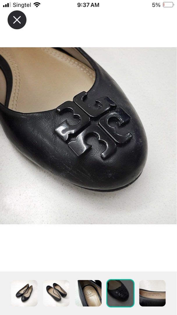 Tory Burch Lowell leather ballet flat Women s Fashion Footwear Flats on Carousell
