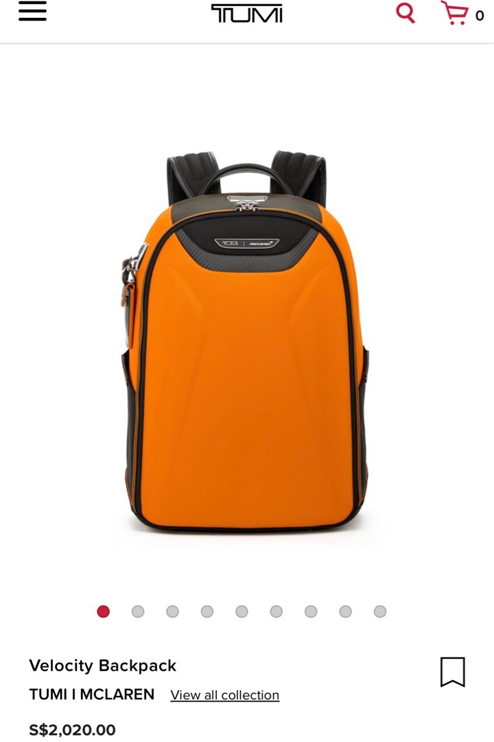 Tumi top orange backpack