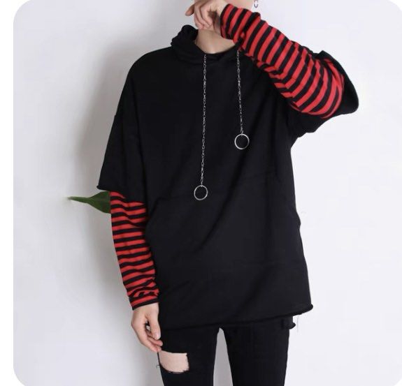 Streetwear fake two piece letter hoodie discount