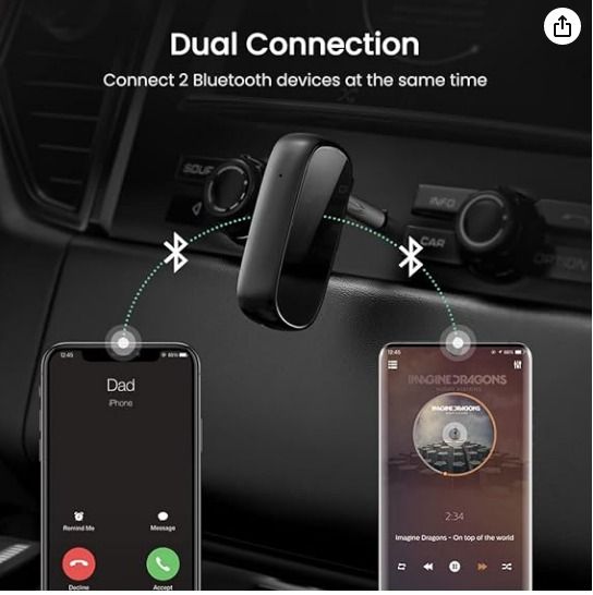 UGREEN aptX Bluetooth Receiver Wireless Bluetooth 5.0 Car Adapter Portable Wireless  Audio Adapter 3.5mm Aux for Music Streaming Sound System Speaker Headphones  Hands-Free Car Kit with Microphone (ZC0292), Audio, Headphones & Headsets