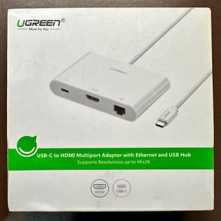 UGREEN USB C to Ethernet HDMI Adapter with USB 3.0 USB 2.0 Hub, USB Type C for Power Delivery, LAN Adapter for 12-inch Macbook, Chromebook Pixel and Other USB-C Devices