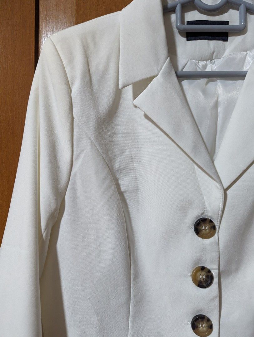 White Cropped Blazer Jacket Top