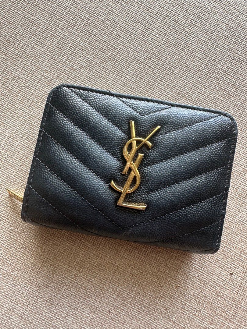 YSL cassandre compact zip around wallet, Luxury, Bags & Wallets on