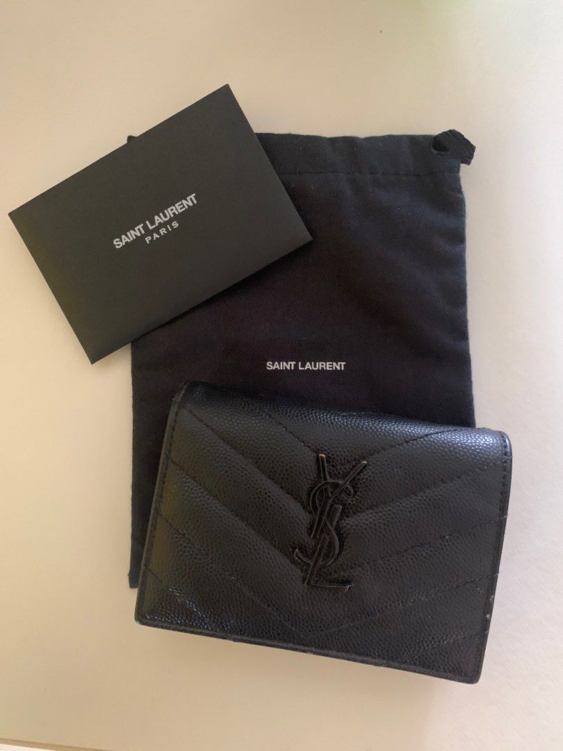 Ysl monogram card case in grain de poudre embossed leather sale