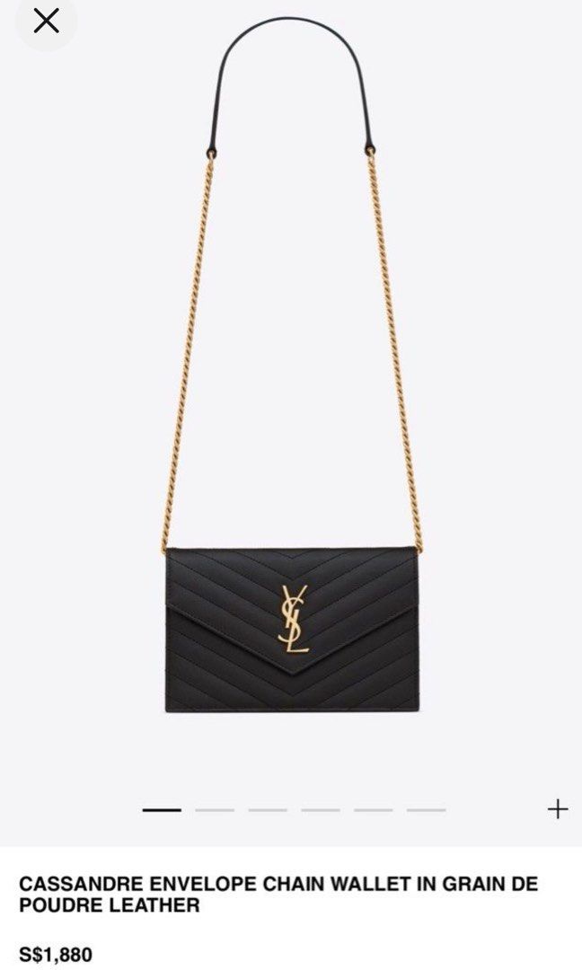 CASSANDRE ENVELOPE CHAIN WALLET IN GRAIN DE POUDRE LEATHER Luxury