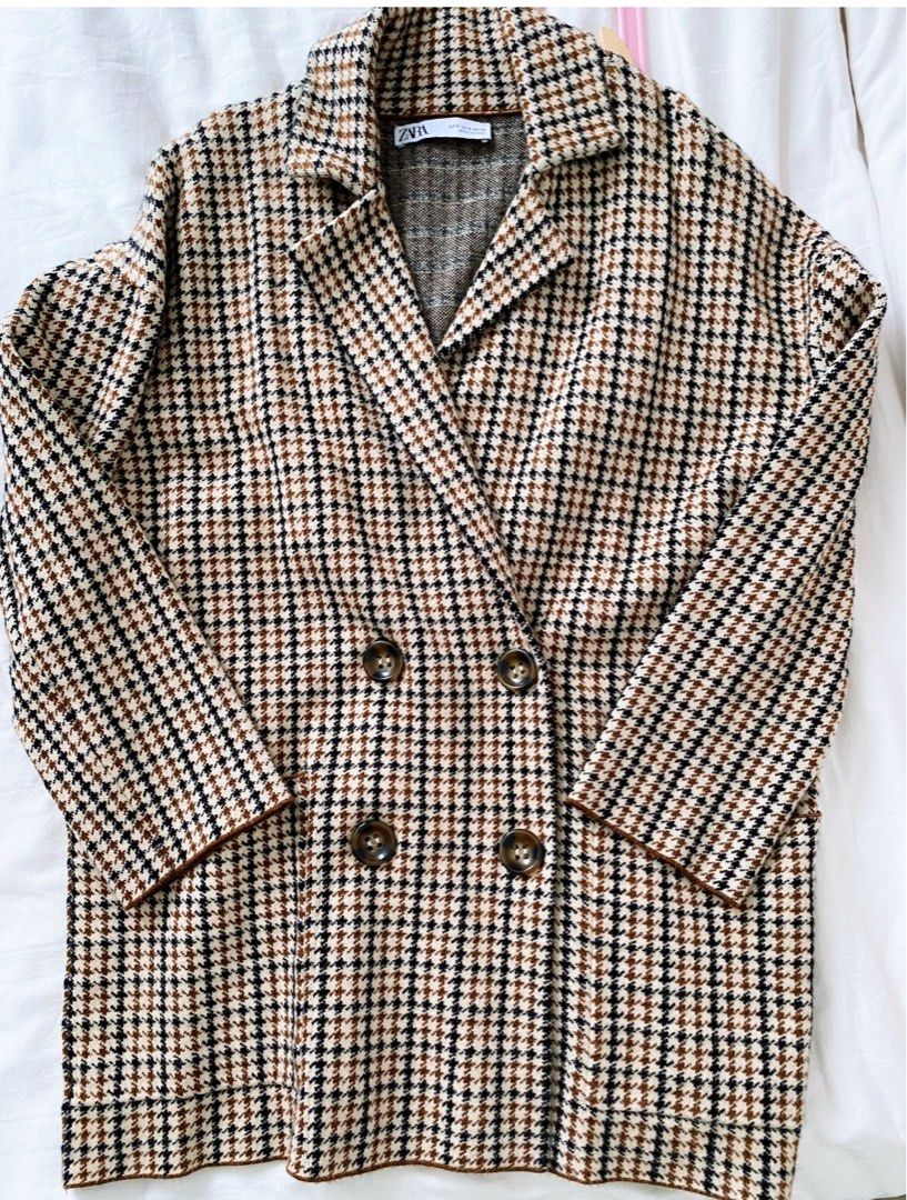 Gingham blazer store zara